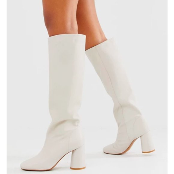 & Other Stories Shoes - & Other Stories ivory leather boots w/ round heels